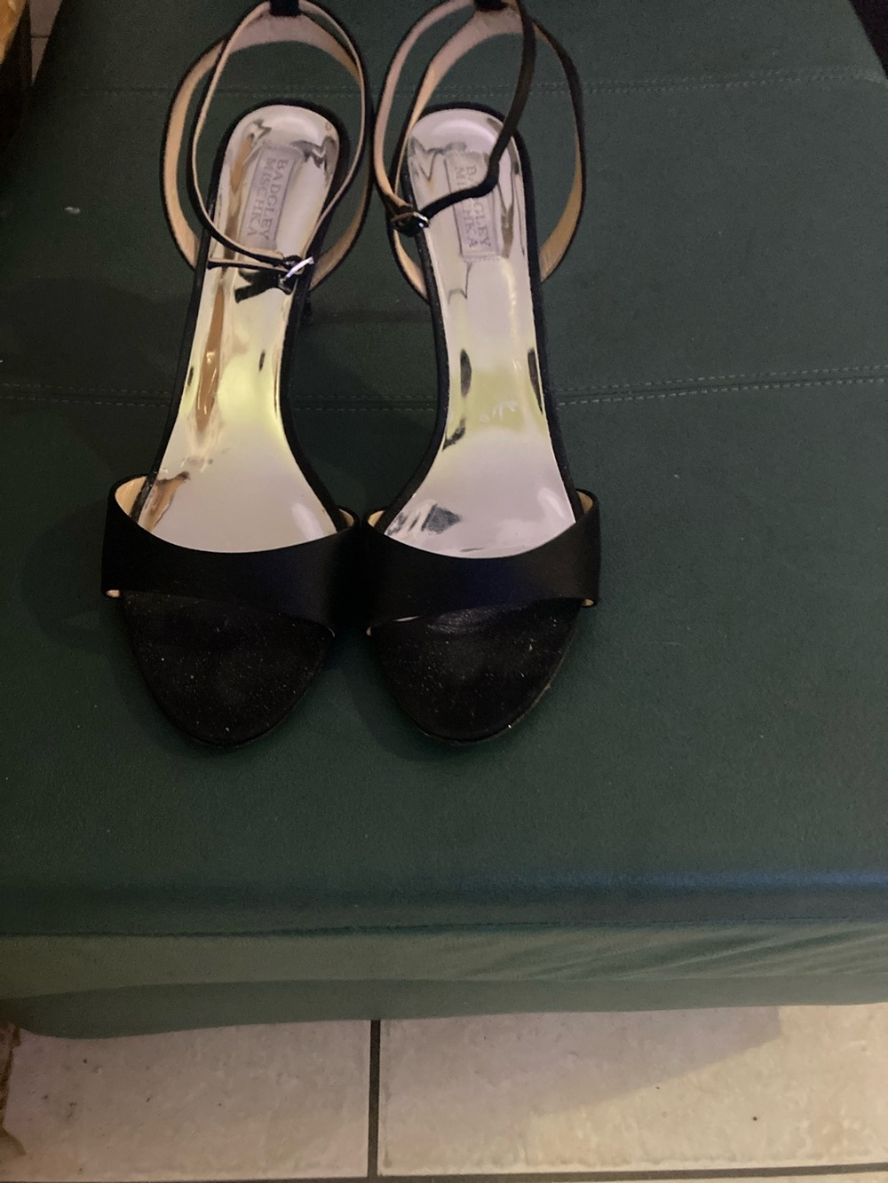 Badgley Mischka Black Open-Toe Ankle-Strap Heels 13